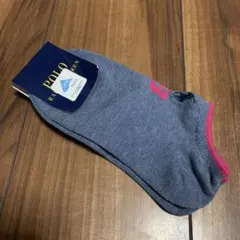 【新品タグ付き】ポロラルフローレンレディースグレー ピンクソックス22-24cm