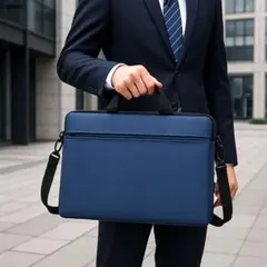 15インチ ノートパソコンバッグ ネイビー 2WAY ショルダー付き ビジネス