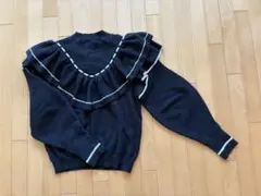 LILY BROWN ブラック フリルニット ONE SIZE