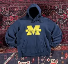 USA古着 カレッジロゴ プルオーバー パーカー ネイビー M