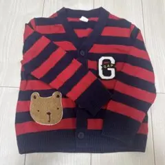 GAP 赤と紺のストライプ カーディガン