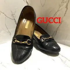 【滑り止め付き】GUCCI ホースビットパンプス 黒色 35c