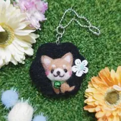 羊毛フェルト　柴犬　キーホルダー　1点　ブラック