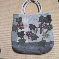 ハンドメイド パッチワーク トートバッグ ぶどう柄