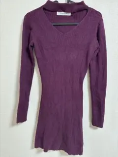 SPIRALGIRL パープル Vネック ミニワンピース