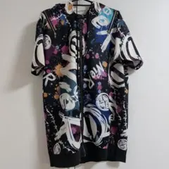 NieR Clothing 半袖 ジップアップ パーカー 総柄