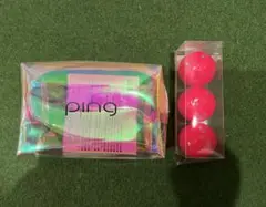 PING オリジナルポーチ と　KIRA 赤ボール3個セット　ティー10本　新品