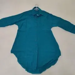 大特価❗レディース七分袖チュニック　ブラウス　シャツ　緑　フリーサイズ