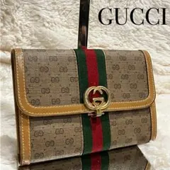 GUCCI グッチ 二つ折り財布　GG柄 ベージュ×ブラウン　Wホック