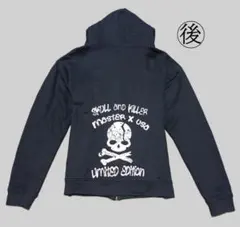 RR.XBK.SW スカル バックプリント フルジップ パーカー 黒（XL）