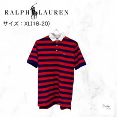 POLO ラルフローレン ポロシャツ XL 赤紺 ボーダー ポニー刺繍