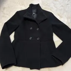 FOREVER21黒のウール混紡ダブルブレストコート
