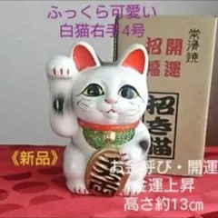 8/8迄限定値引✨お金呼び 開運祈願招き猫》白猫右手上げ4号　特別製作品のサムネイル