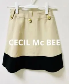 CECIL Mc BEE フレアスカート ベージュ×ブラックのサムネイル