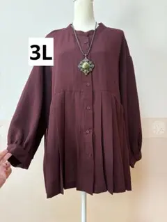 新品 3L プリーツ 長袖 シャツ ブラウス 大きいサイズ