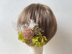 髪飾り ヘッドドレス 成人式 和装 振袖 ウェディング ドライフラワー ゴールド
