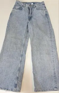 ライトブルーデニムワイドレッグパンツ