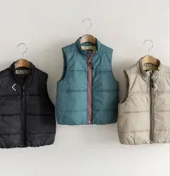 【タグ付き美品】【マシンウォッシャブル】中綿ベスト （グレージュ）ブランシェス