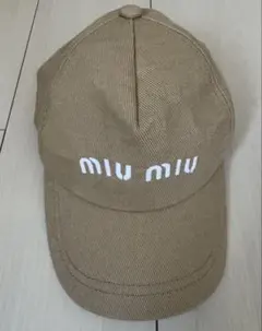 100%正規品】miu miu ベースボールキャップ ベージュ Sサイズ - メルカリ