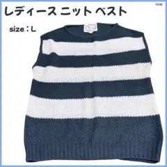 【大特価】 ベスト ジレ レディース L メッシュ ボーダー 1036のサムネイル