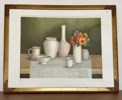 美品 リトグラフ アルベール・ザバロ「窓辺の花束」絵画 インテリア