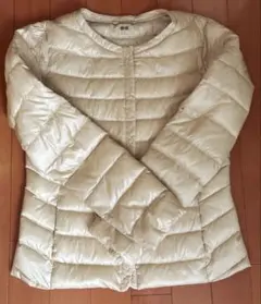 アイボリー ダウンジャケット キルティング