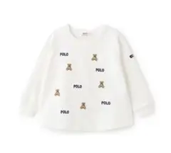 プティマイン【POLO BCS】くま刺しゅう長袖Tシャツ　ホワイト