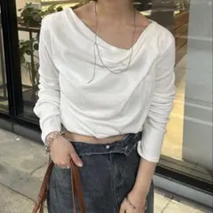 mystic オフショルロングTシャツ　ホワイト