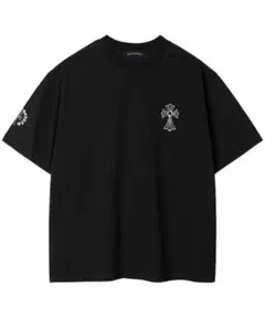 CHROME HEARTS 風 十字架ロゴ ブラックTシャツ
