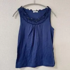 axes femme レース装飾 タンクトップ ネイビーのサムネイル
