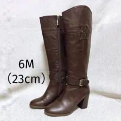 【美品】トリーバーチ ロングブーツ ブラウン サイドジップ ロゴ ベルトデザイン