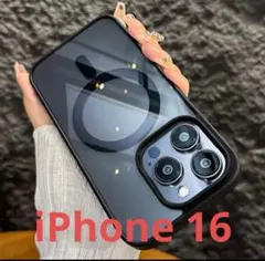 iPhone16用ケース ブラック　マグセフ対応 スタンド付き