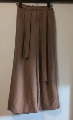 BABYLONブラウン ワイドパンツ ベルト付き