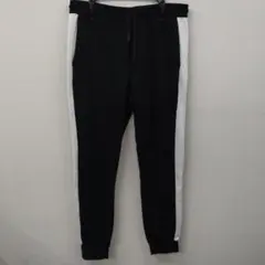 (15)ZARA MAN サイドライン ジョガーパンツ ブラック ホワイト