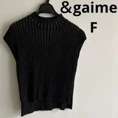 アンジェム＆gaime ハイネック リブニット ノースリーブ ブラックのサムネイル