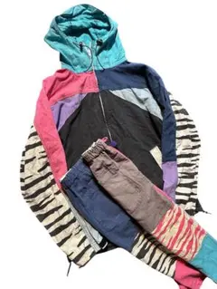 phatee クレージーパターン マルチカラー ジャケットhemp セットアップ