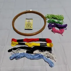 クローバー刺繍枠と刺繍糸・針セットステッチ手習い布付