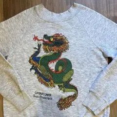 VINTAGE スウェット CHINATOWN ドラゴン グレー M
