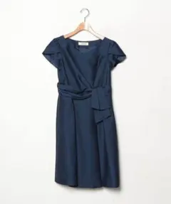 【AIMER】 半袖ワンピースドレス ネイビー 結婚式二次会お呼ばれパーティー