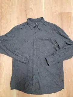 UNIQLO フランネル長袖シャツ M ダークグレー