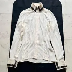 CHANEL シルク ココマークレース エンブロイダリー パールボタンシャツのサムネイル