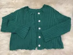 グリーンリブ編みカーディガン