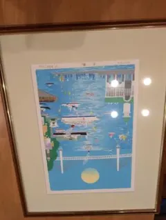 手描き絵画 宮古島伊良部大橋船と虹の風景画 額縁付き - メルカリ