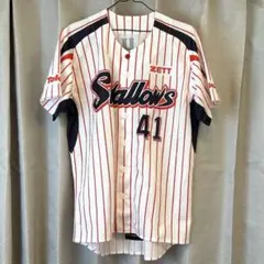 長岡秀樹 東京ヤクルトスワローズ クルーユニフォーム 刺繍 Sサイズ