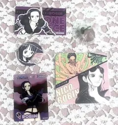 ONE PIECE ロビン　カード　アートコースター　缶バッジ　めじるし