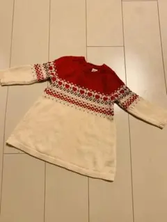 baby GAP アーガイルニットワンピース　赤　ハート柄70cm