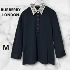 BURBERRY LONDONバーバリー　ポロシャツ　七分袖　ブラック　M