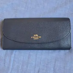 COACH ネイビー レザー 長財布