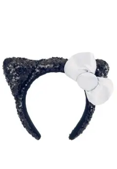 ユニバUSJ ハローキティ　スパンコールカチューシャ　黒色