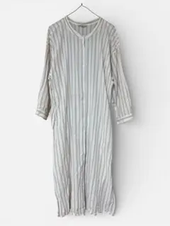 SM2 サマンサモスモス　ストライプ長袖シャツワンピース リネン混　ナチュラル